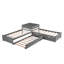 L-Shaped Platform Bed With Trundle, Drawers, Twin, Grey - Built-In Desk For Practical Use Stylish Bedroom-212030484