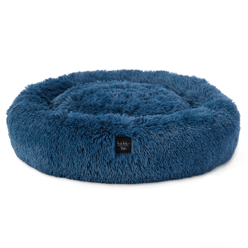 NICOLE MILLER New York Pet Ellie Fuzzy Solid Donut, Bleu, H 7 po x l 5,5 po x P 24 po