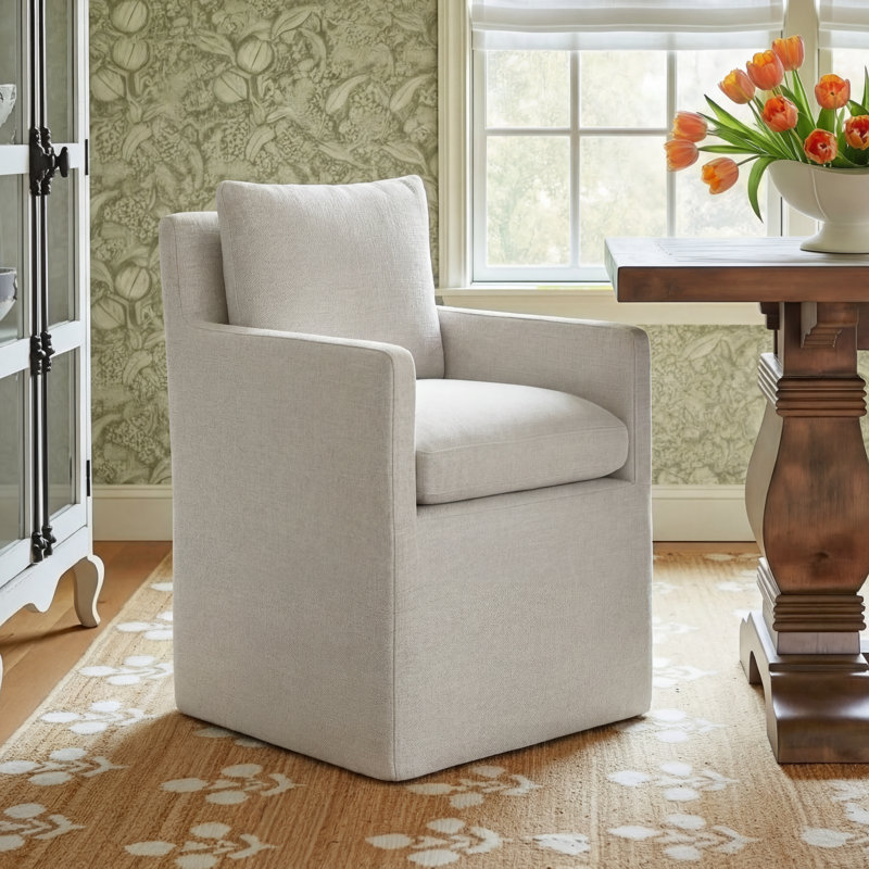 Malcolm Upholstered Armchair, Effie Linen Performance Linen