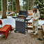 Barbecue au propane à 3/4 brûleurs, acier inoxydable, barbecue de patio de 26 000/37 000 BTU avec 2 tablettes et roulettes