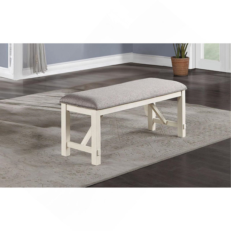 Siège de salle à manger 1X banc gris avec coussin en tissu et lignes blanches