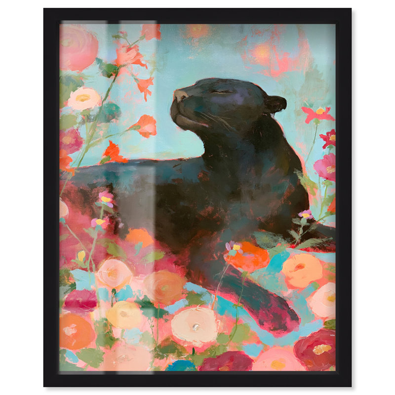 Décoration murale Panther Paradise, H 31 po x l 25 po, Cadre noir