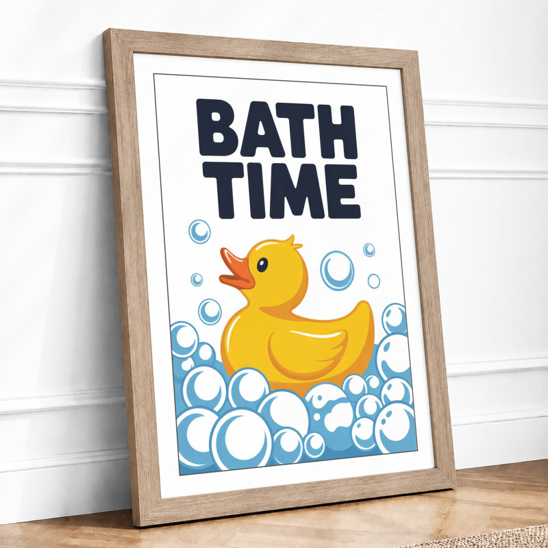 Bath Time Duck Typography - Print, Oak, A3 - 42.0 x 29.7 cm
