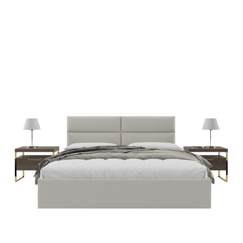 Sapan Upholstered Wall Panels - King/Cal King Size Wall Mounted Headboards - Zigrino Oyster - Twin/King - Set of 4 Modular Panels