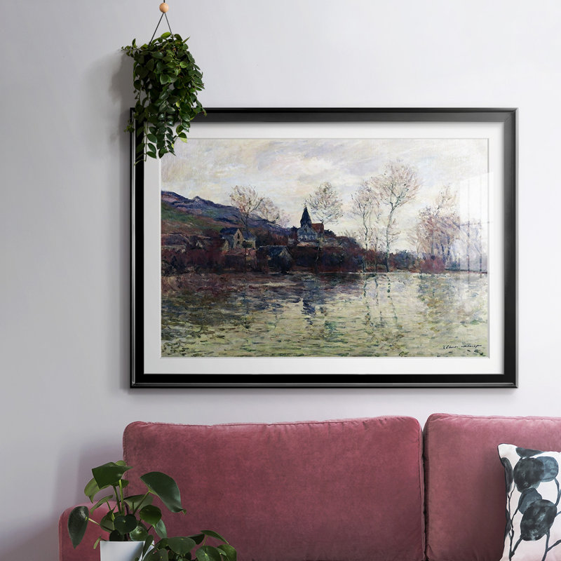 Flood At Giverny, 1886, reproduction d'art sur papier, Noir, H 19 po x l 27 po x P 1,5 po