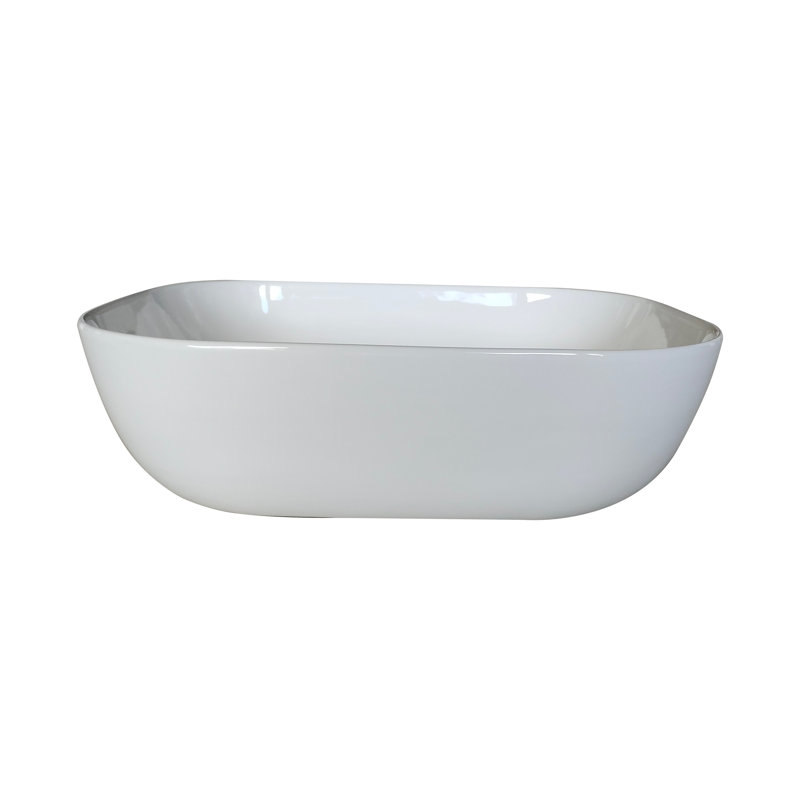 20 po x 16 po Lavabo vasque de salle de bain ovale en céramique à finition noire, Blanc