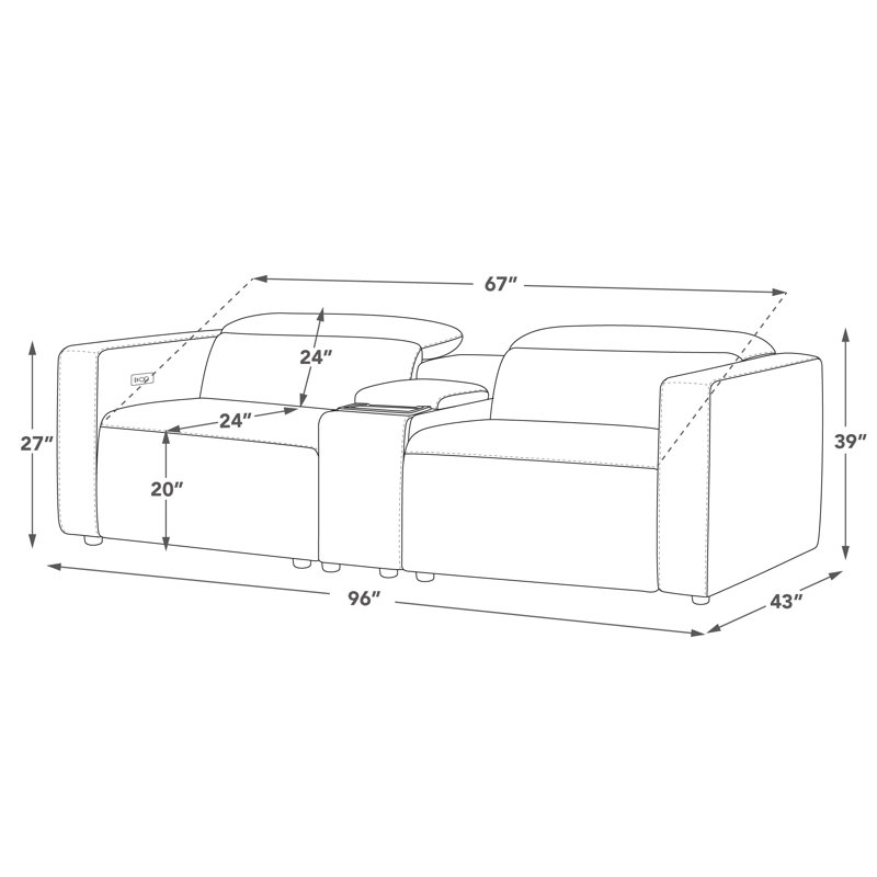96.5'' Wide Upholstered Reclining Sofa with Console