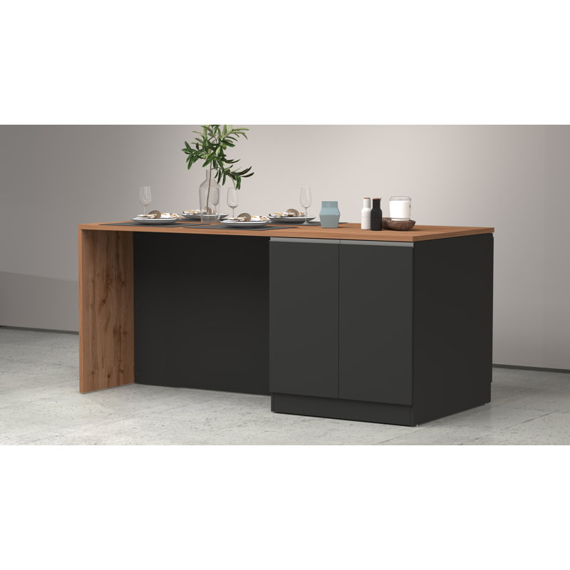 Sadrac Wood Kitchen Island, Anthracite Grey/Oak