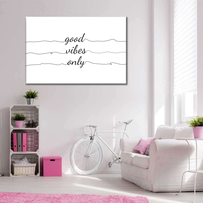 «Happiness Quotes Good Vibes Only», reproduction sur toile, H 16 po x l 24 po x P 1,25 po