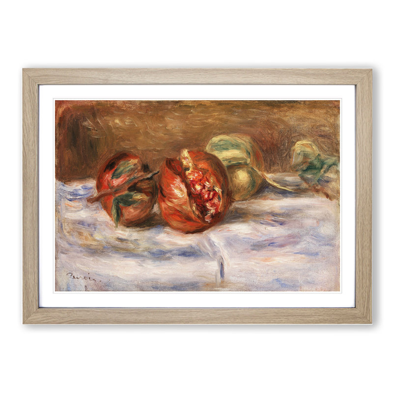 Pomegranates by Pierre-Auguste Renoir - Picture Frame Painting, 65cm H x 90cm W x 2cm D, Oak Framed
