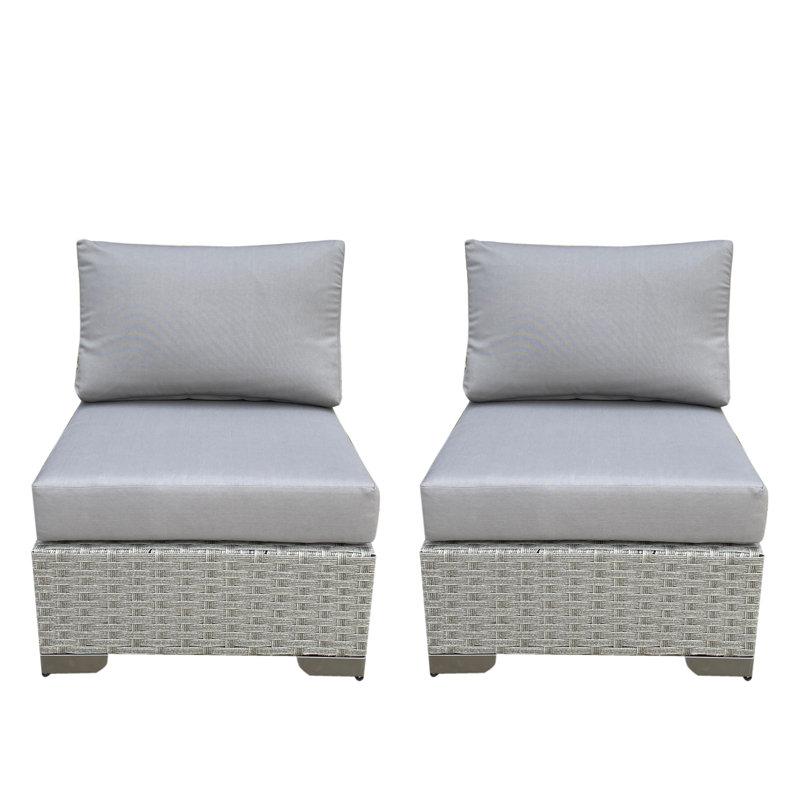 Ensemble de 2 chaises longues de véranda toutes saisons avec coussins amovibles lavables pour la cour, la terrasse, le jardin et le gris