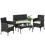Outsunny 4 Seater Rattan Garden Furniture Set Garden Sofa Set Cream White