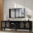 Eesa  TV Stand With Fluted Glass Doors, 2 Drawers And 2 Cabinets-500621077
