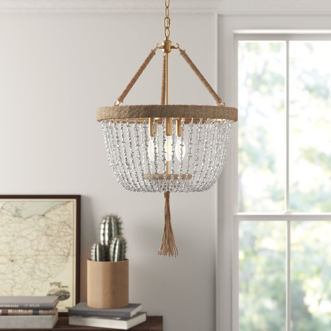 Tessica 3 - Light Metal / Rope Dimmable Drum Chandelier Bungalow Rose