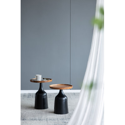 Chrystian Solid Wood Top End Table Set