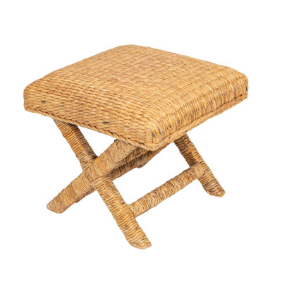 Tabouret tissé jacinthe d'eau et bois