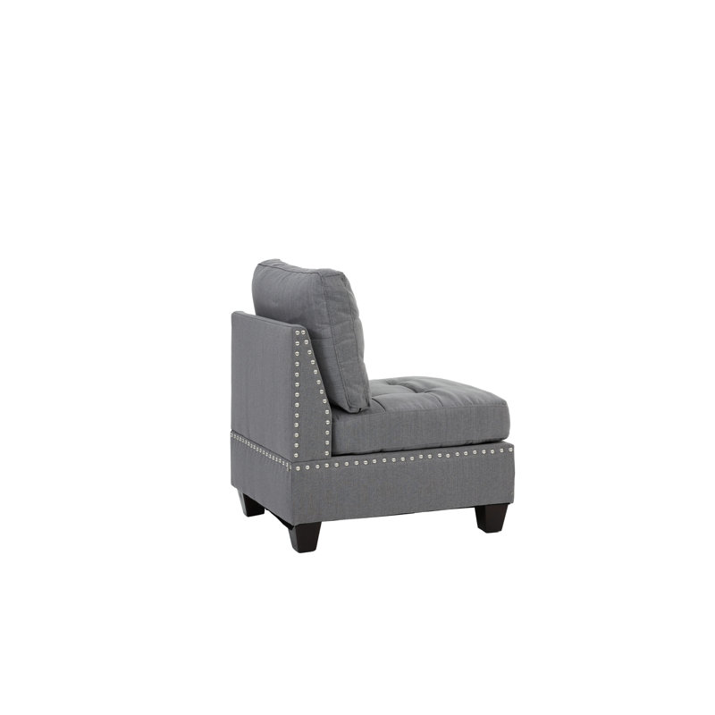 Chaise modulaire grise 3 pièces avec revêtement en tissu et structure en bois