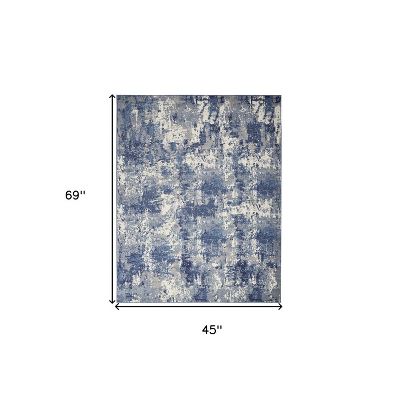 Tapis bleu tissé à la machine 4 pi x 6 pi