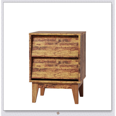 Vintage-style Mid Century Modern Nightstands with Bevel Design, MDF Construction, and Ample Storage for Bedroom