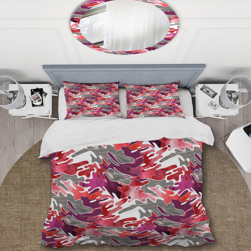 Colorful Desert Camouflage - Ensemble de housse de couette abstrait - Microfibre de polyester