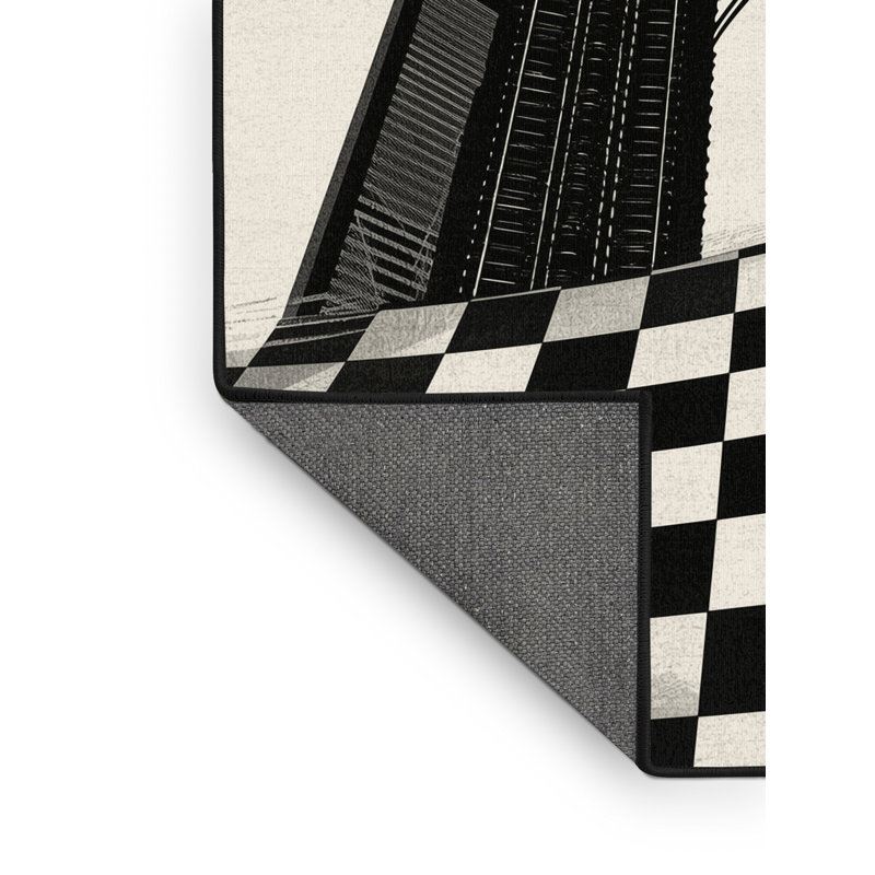 Tapis moelleux moelleux moelleux et moderne à motif de carreaux beiges et noirs de la collection Garrett Kuala Lumpur