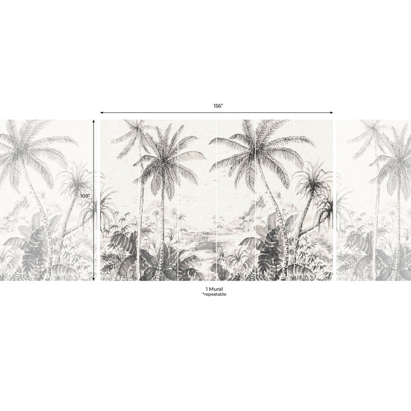 Grand Palm Lava Rock Peel and Stick Wall Mural 6 Panel Mural