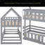 Lit superposé simple au-dessus de simple avec clôture et porte-1875543736