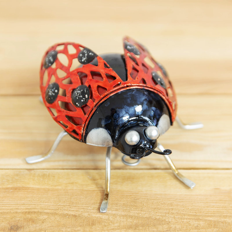 Sonnie Ladybug Metal Garden Statue