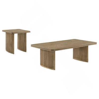 Distressed Light Brown 2-piece Coffee Table Set