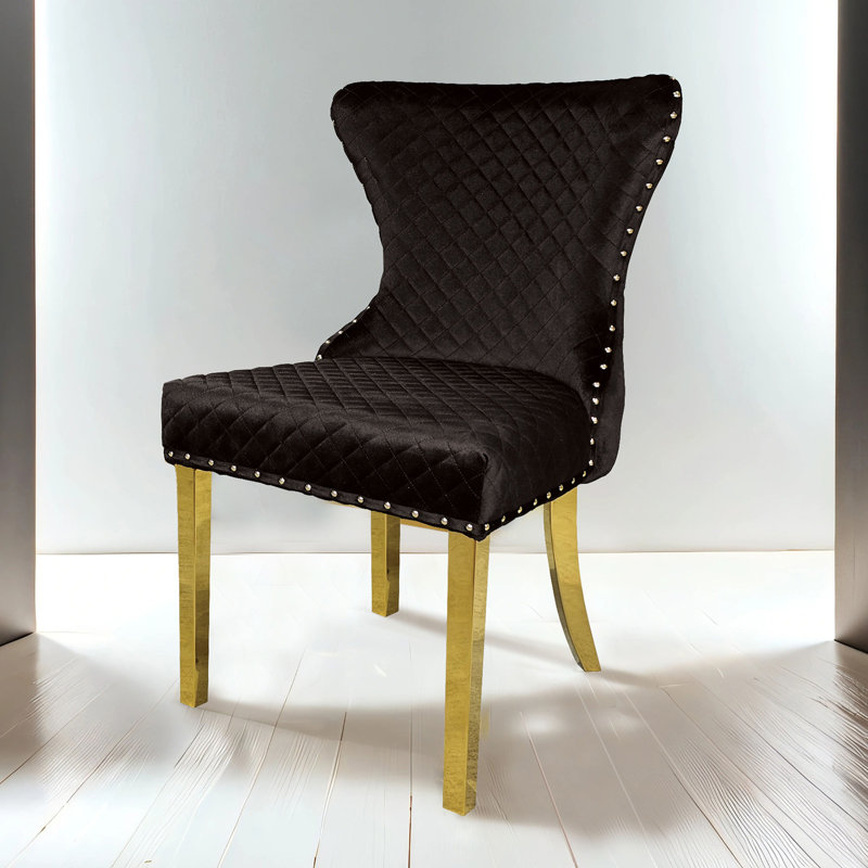 Chaise d'appoint Haynie (ensemble de 2), Noir et or