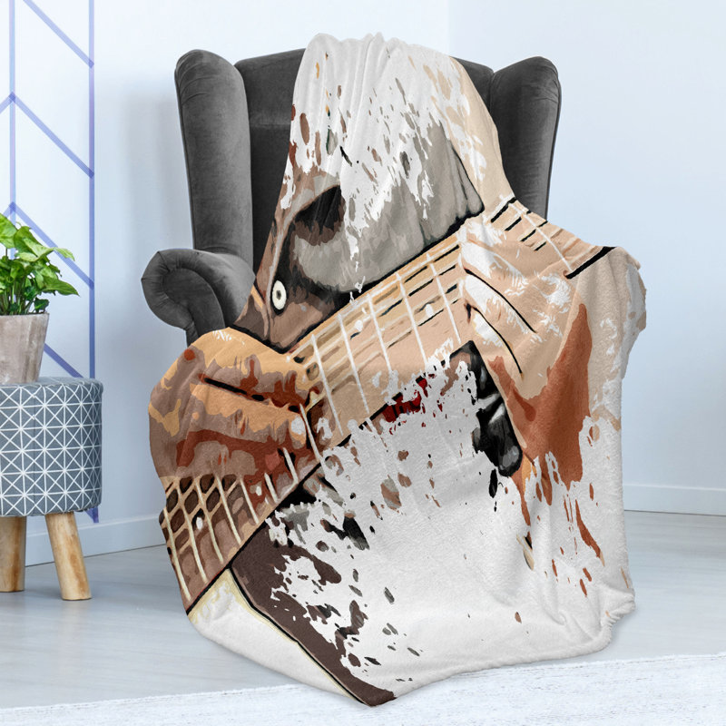 Ambesonne Rock and Roll Blanket Man White Multicolor, 50" W 70" L