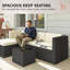 Ensemble de meubles de patio 3 pièces, ensemble de conversation en rotin avec coussins pour l'extérieur-1112636477
