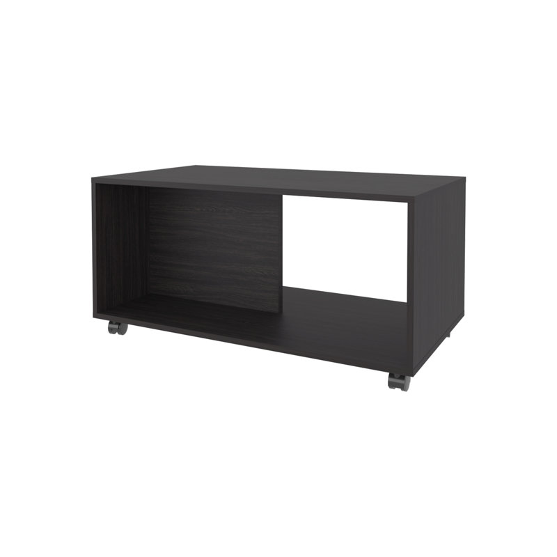 Table basse avec rangement ouvert et roulettes