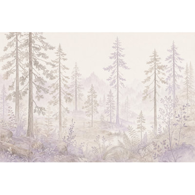 Papier peint forêt, aquarelle, pin, forêt