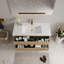 Meuble-lavabo mural 48 po avec lavabo, meuble de rangement flottant pour salle de bain avec comptoir en résine de pierre et tiroirs à fermeture en douceur, chêne naturel entièrement assemblé-30807260