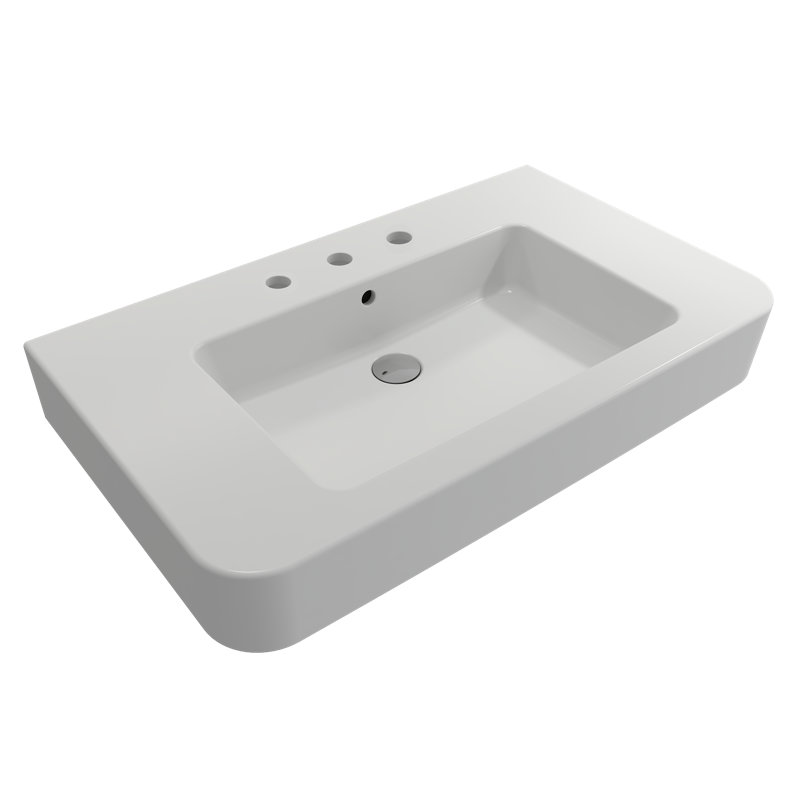 Parma 33.27'' L Bathroom Sink, Matte White, Single-Hole