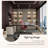 114.17"Black and White Color-blocked Pine Desktop Office Desk with Tea Tray and Induction Cooker-119548200