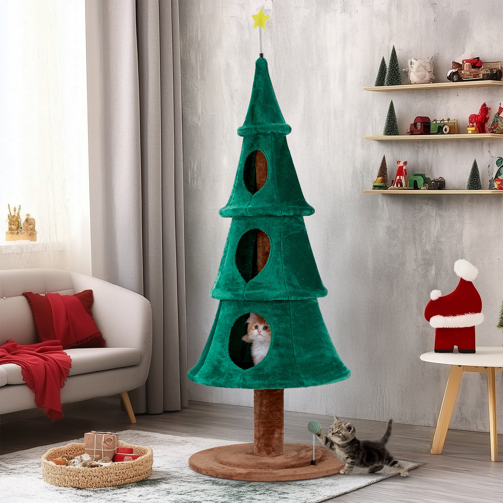 The Holiday Aisle® 65In Large Tall Christmas Tree Cat Tower With