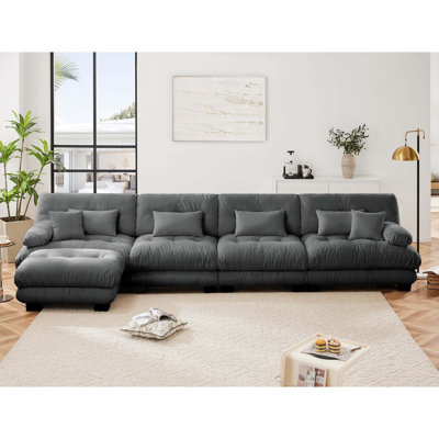 Canapé modulaire en chenille avec repose-pieds Rudy