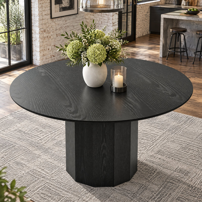 Table de salle à manger Soild, H 30 po x L 60 po x l 60 po, Noir