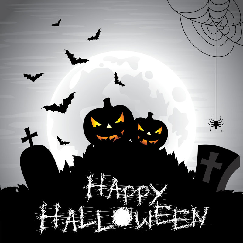Banach Vector Illustration On A Halloween Theme - Wrapped Canvas Print, 122cm H x 122cm W x 3.8cm D