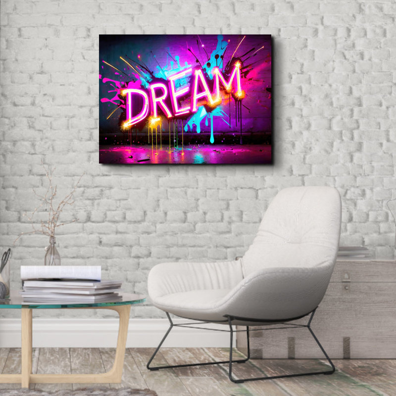 «Neon Graffiti Dream 23» par Stephen Chambers, reproduction sur toile tendue, H 15 po x l 18 po x P 1,5 po
