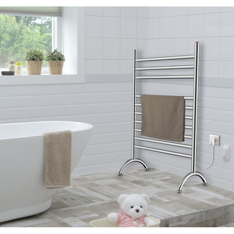 Kingston Brass Templeton Freestanding Plug-In Electric Towel Warmer, Brushed