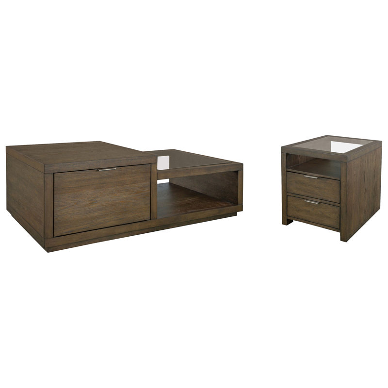Table basse rectangulaire avec table de bout, 2 pièces: table basse, table de bout