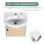 Armoire de salle de bain avec lavabo en céramique de 18 pouces. Fixation murale. Contreplaqué. Finition chêne. Évier contemporain et fonctionnel. Unité. Fabrication. Couleur. Conception élégante et pratique