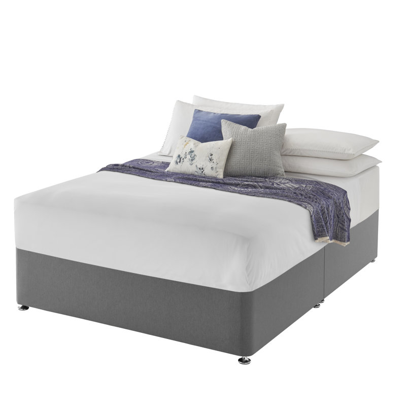 Silentnight upholstered premium Divan bed - base only, Slate Grey, No Drawer, Double (4'6)