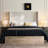 Queen Size Bed With 54" Tall Headboard, Scandinavian Rustic Design, Textured Canvas, Metal Frame, All - In One Box, Easy Installation Frame Support, Simple Setup