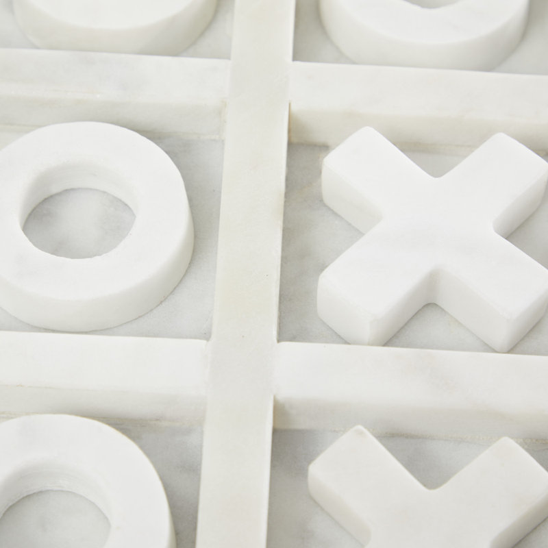 Marble Tic Tac Toe Decor Game Set, White
