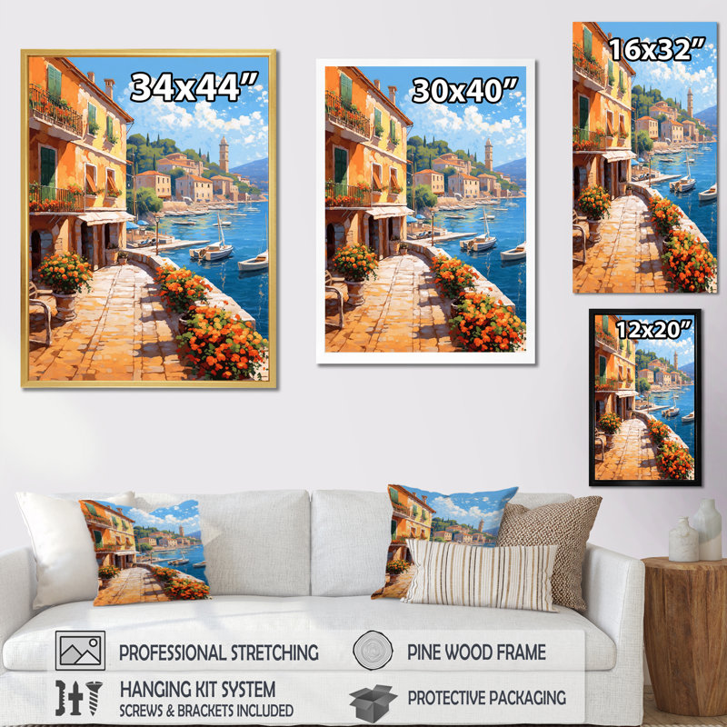 La Dolce, plage italienne I - art mural Italie, H 40 po x l 30 po x P 1,5 po, Cadre flottant blanc