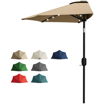 Parasol 9 pi avec lumières solaires à DEL et manivelle lisse pour patio, cour arrière et jardin
